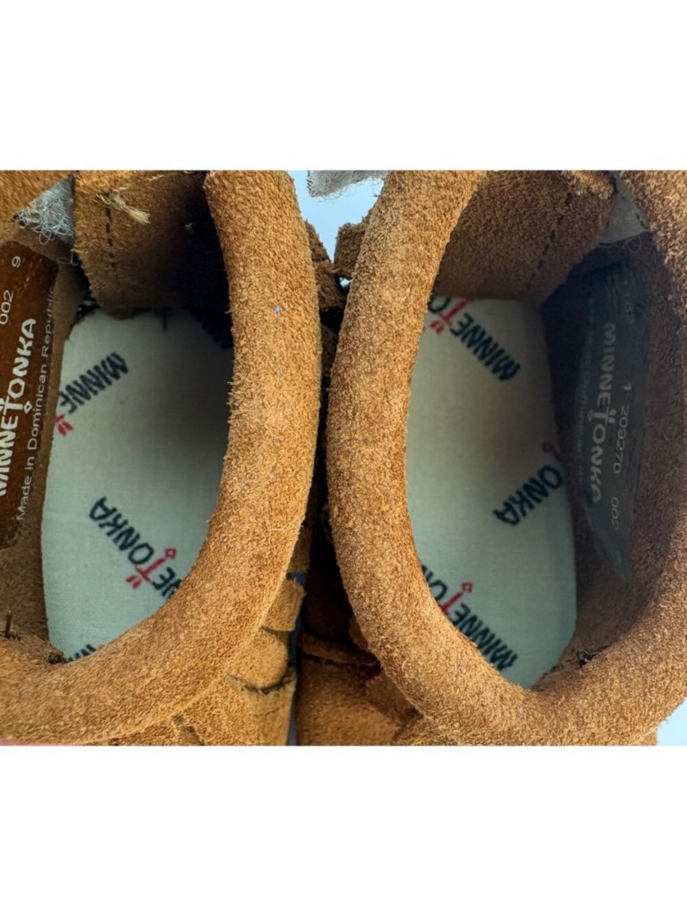 Minnetonka Back Strap Baby Fringe Bootie Brown Suede Moccasin Infant Size 1 - Picture 9 of 12